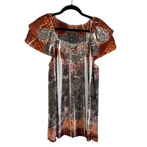 Cato Floral Tie Dye Top Brown 18 Boho Indie Folk Earthy Artsy Concert Festival